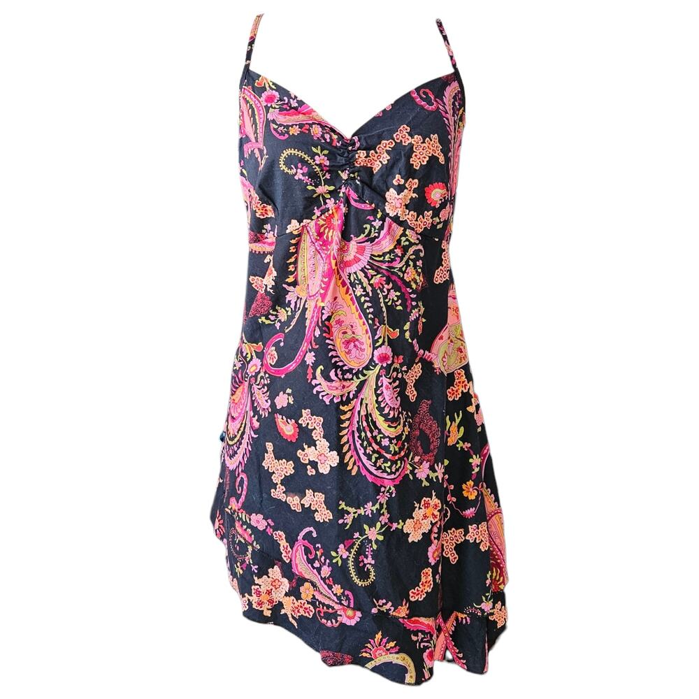 Y2k Fairycore Cami Top Asymmetrical Hem Paisley Cotton - Large